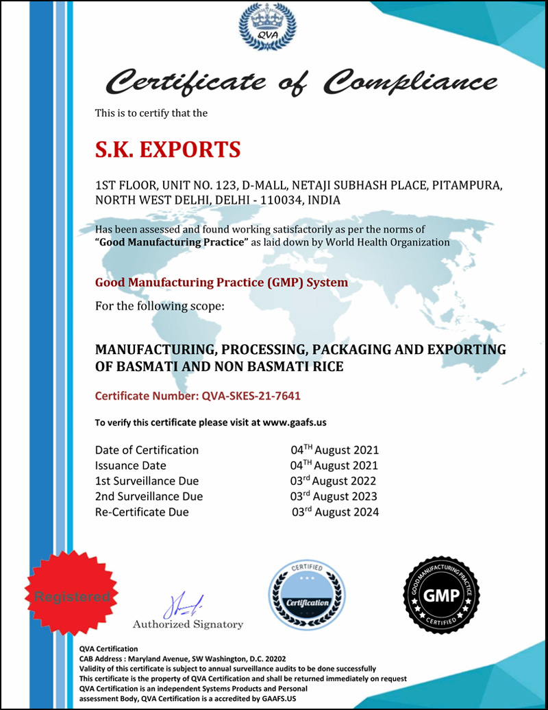 certificates of SK Exports